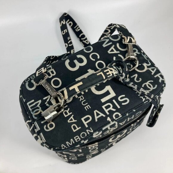 CHANEL By The Sea Line Vanity bag 2WAY Shoulder Bag Hand Bag Canvas Black/White - Picture 7 of 15